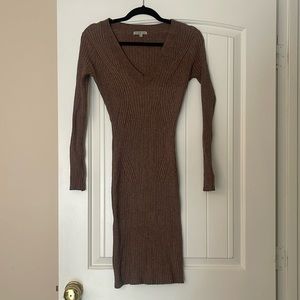 Knit V-Neck Sweater Dress